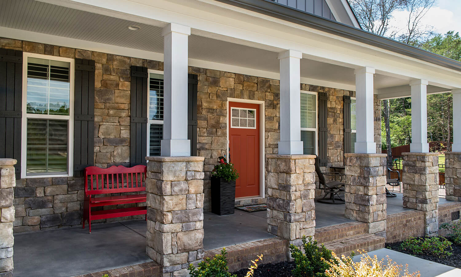19th Century Stone Porch with red door from Horizon Stone