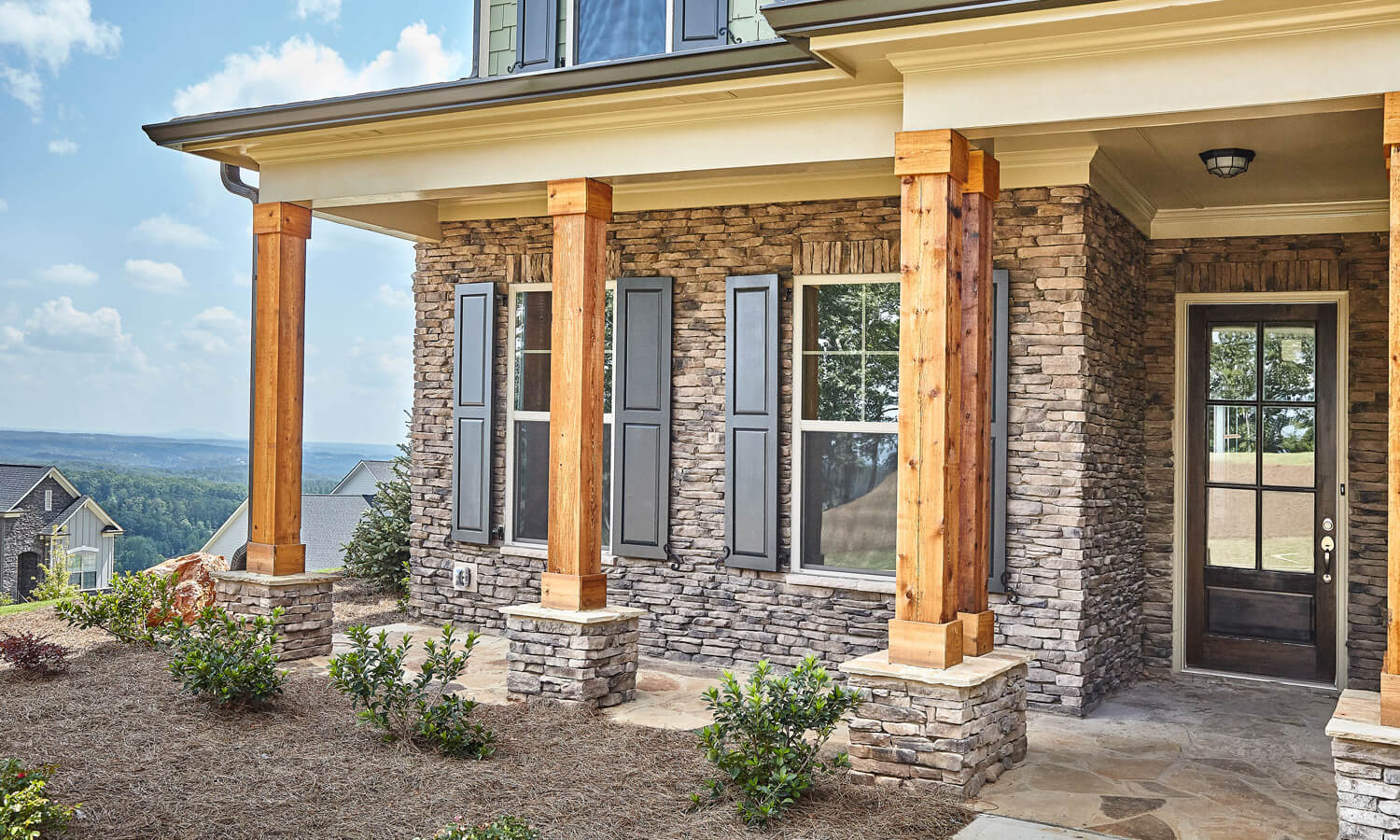 Ledgestone from Horizon Stone Front Porch with Wood Columns 