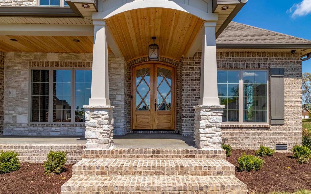 Brick columns on brick front porch