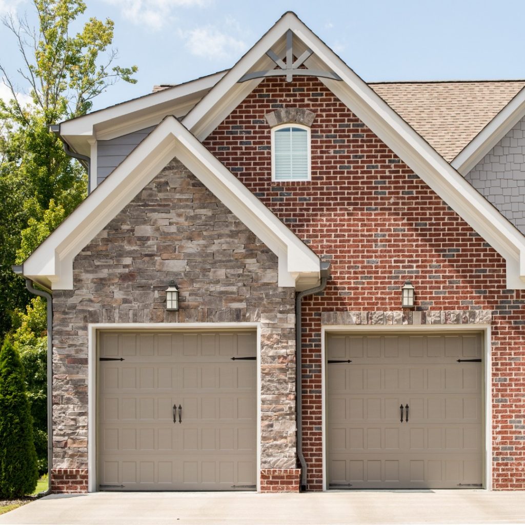 Mix of Stone and Brick - Garage