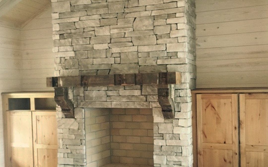 Stacked Stone Fireplace in Rustic Home - Horizon Stone
