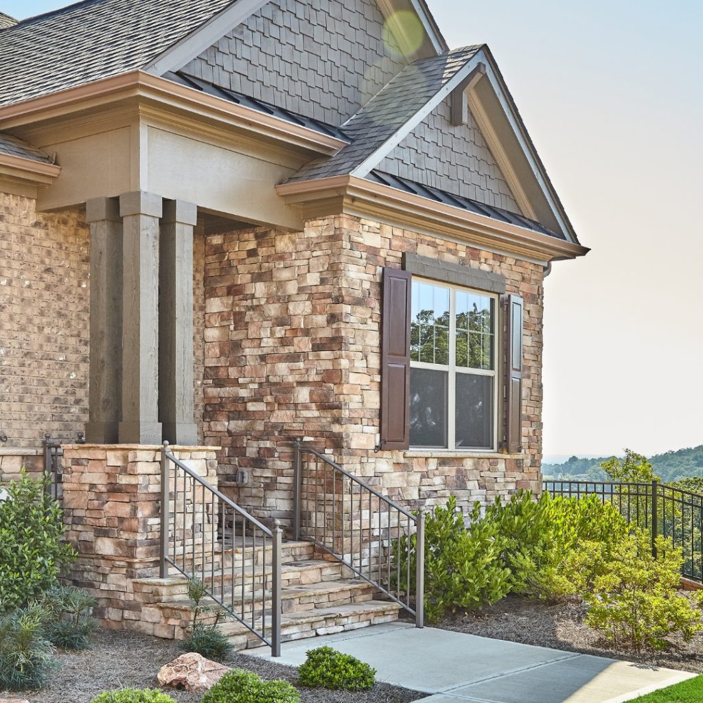 stone veneer and brick