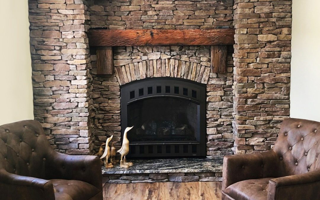 stone fireplace