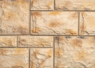 Stone Veneer Sample Board up close - Rockface stone style, Hamilton beige-colorway